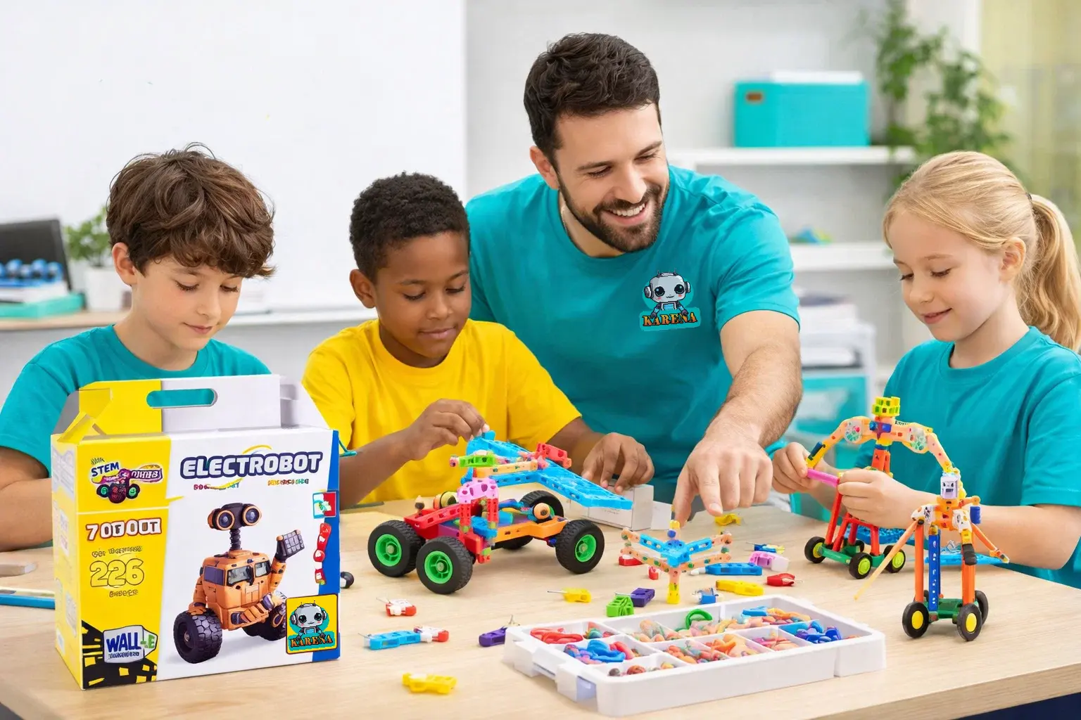 پک آموزشی الکتروبات روبوکارنا برای آموزش همزمان رباتیک و الکترونیک به کودکان