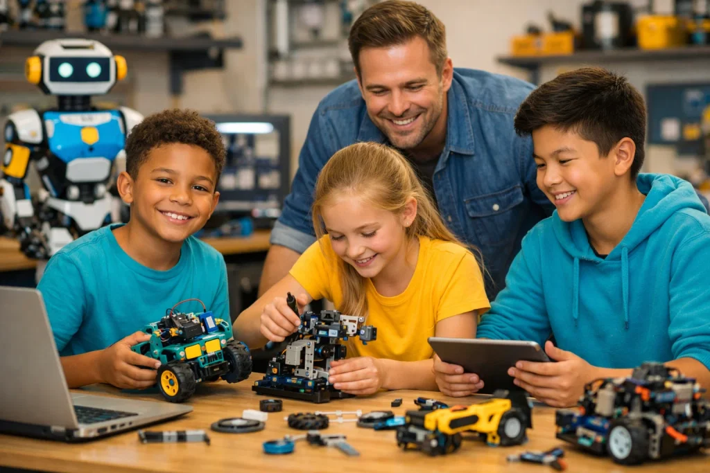 کار تیمی کودکان در یادگیری رباتیک و الکترونیک با محصولات آموزشی روبوکارنا